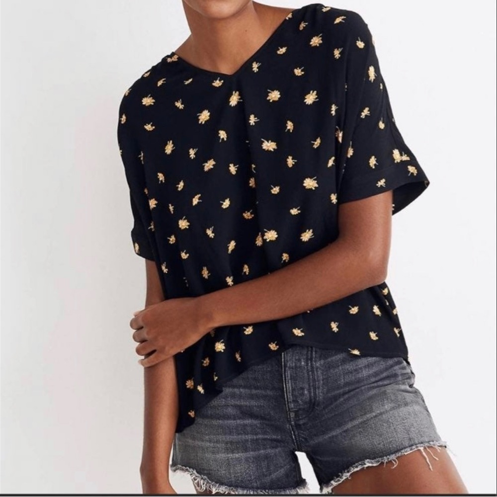 Madewell floral v neck top